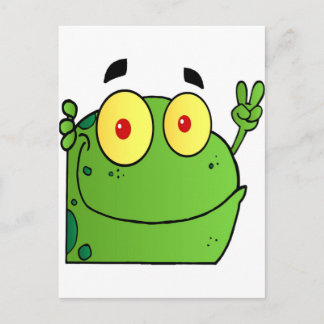 Carte Postale La grenouille qui transforme le signe de la paix