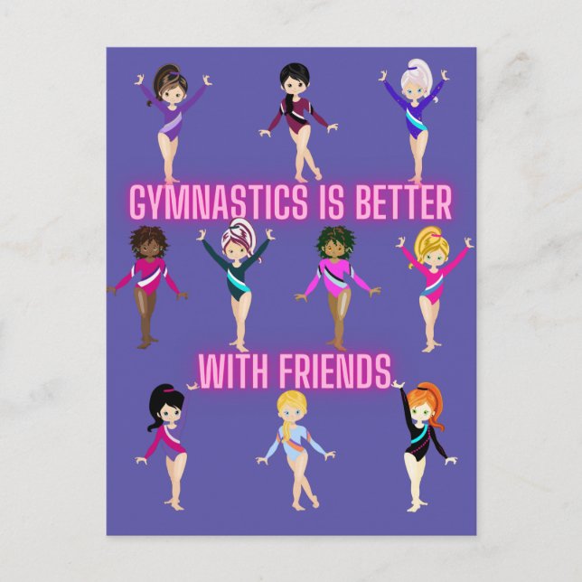Carte Postale La Gymnastique Est Mieux Avec Les Amis (Devant)