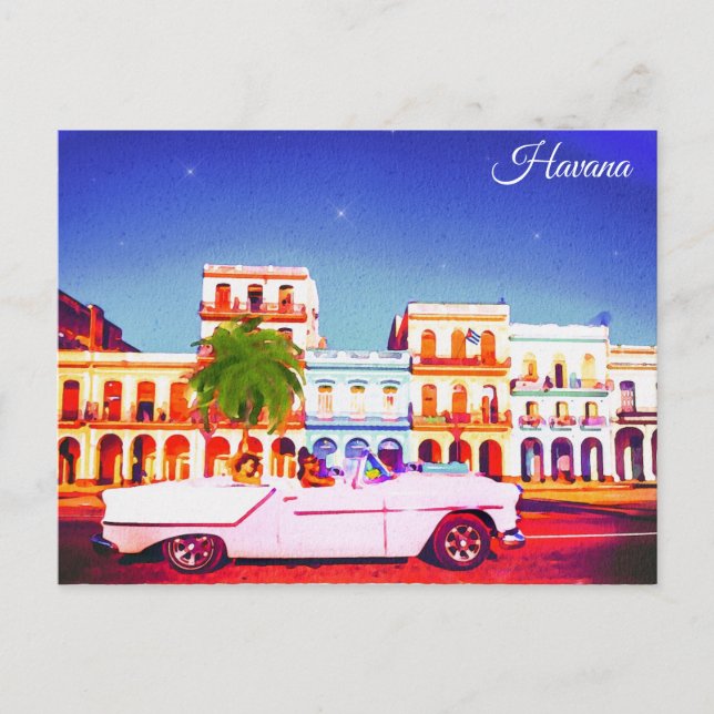 Carte Postale La Havane Cuba Aquarelle Voyage (Devant)