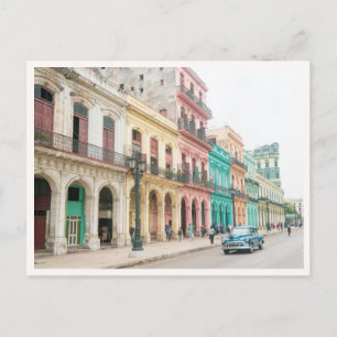 Carte Postale La Havane Cuba Architecture Colorée & Voiture Clas