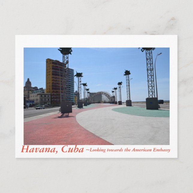 Carte Postale La Havane Cuba face à l'ambassade américaine (Devant)