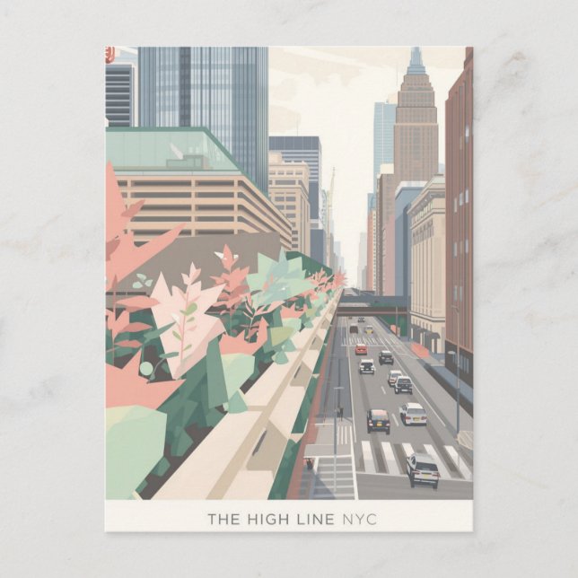 Carte Postale La High Line NYC Art pastel (Devant)