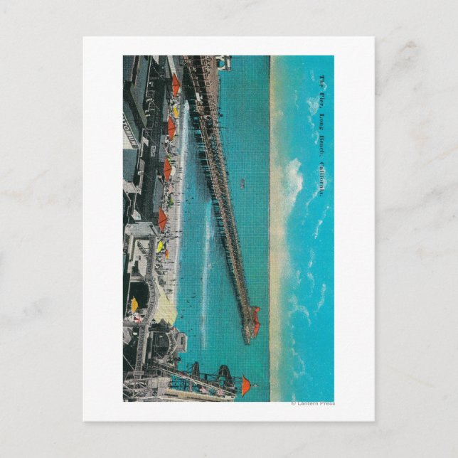 Carte Postale La jetée et la plage et Long Beach (Devant)