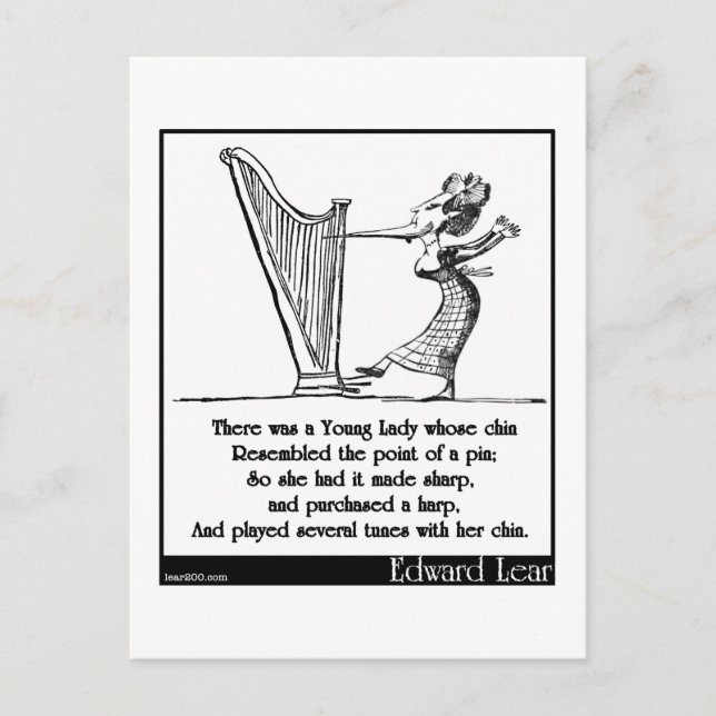 Carte Postale La Jeune Dame d'Edward Lear dont le menton Limeric (Devant)