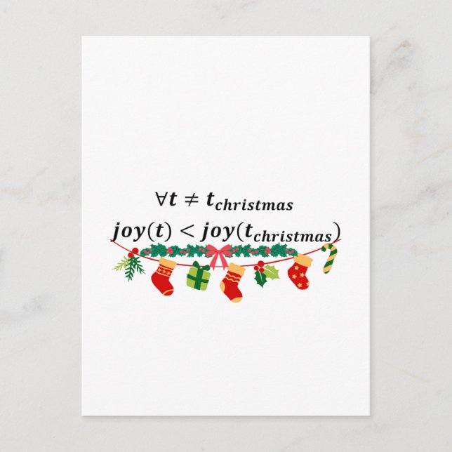 Carte Postale La joie à noël est toujours plus grande, maths noë (Devant)