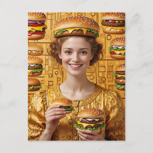 Carte Postale La joyeuse dame Cheeseburger à Cheeseburger Costum