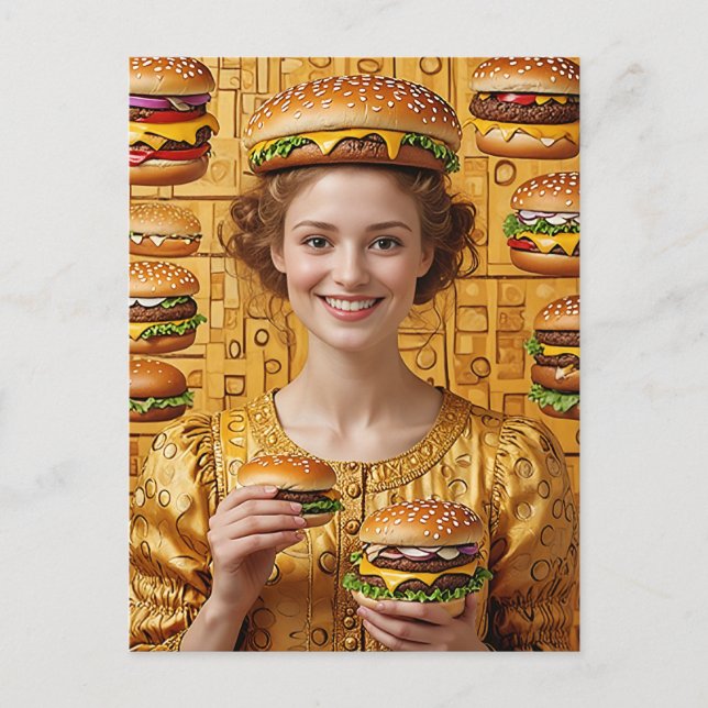 Carte Postale La joyeuse dame Cheeseburger à Cheeseburger Costum (Devant)