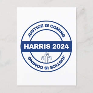Carte Postale La justice arrive   Kamala harris Walz Election