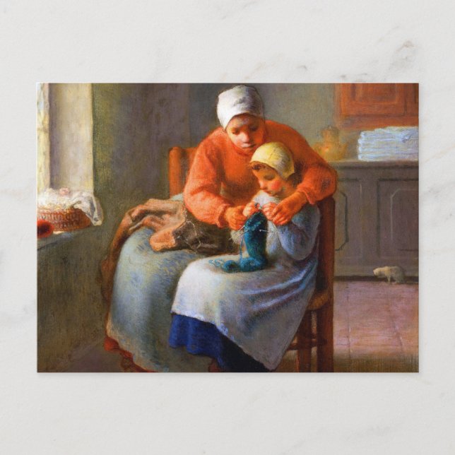 Carte Postale La leçon de tricot artistique de Jean-François Mil (Devant)