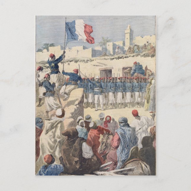 Carte Postale La levée du drapeau français à Tombouctou (Devant)