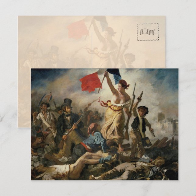 Carte Postale La Liberté guidant le peuple (28 juillet 1830) Car (Devant / Derrière)