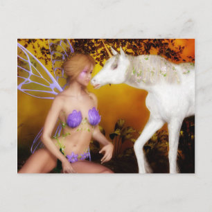 Carte Postale La licorne et la fée