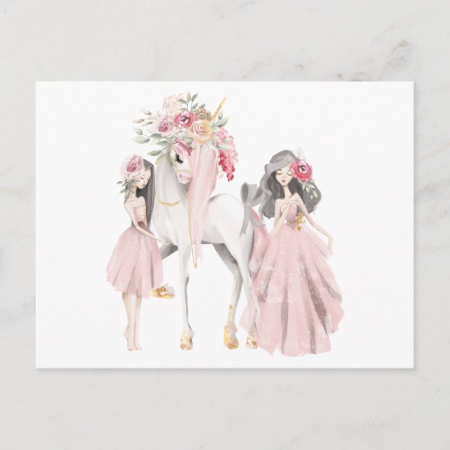 Carte Postale La licorne et les filles (Devant)