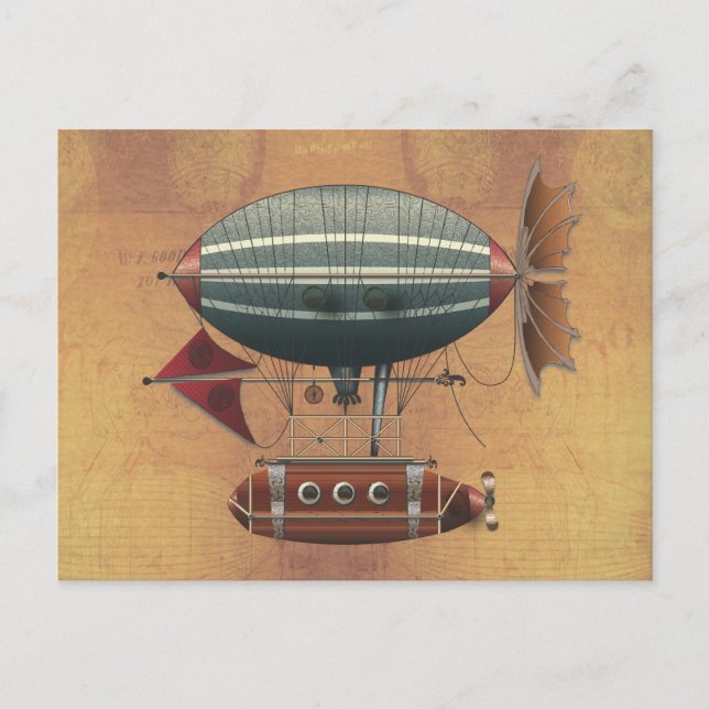 Carte Postale La machine volante Aleutian Steampunk (Devant)