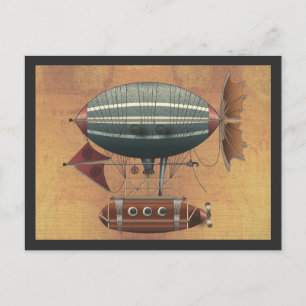 Carte Postale La Machine Volante Steampunk du dirigeable Aléouti