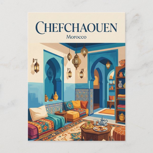 Carte Postale La Maison de Thé Lanterne Azur Maroc (Devant)