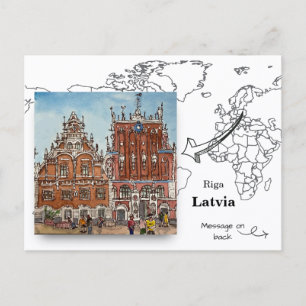 Carte Postale La Maison des Têtes Noires, Riga Lettonie