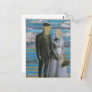 Carte Postale La mariée et le marié sans visage Collage de média
