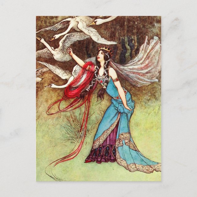 Carte Postale La méchante reine et les six cygnes (Devant)