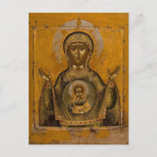 Carte Postale La Mère de Dieu de l'icône orthodoxe des signes (Devant)