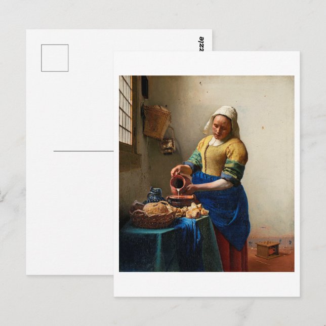Carte Postale La Milkmaid | Johannes Vermeer | (Devant / Derrière)