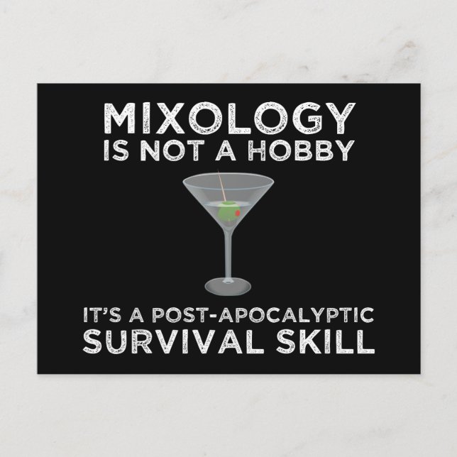 Carte Postale La Mixologie Est Une Compétence De Survie Post-Apo (Devant)