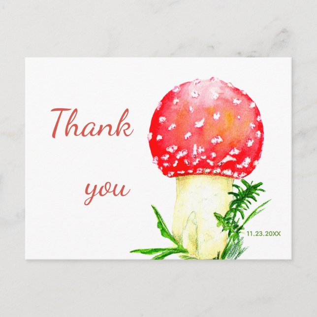 Carte Postale La mouche rouge agarique, champignon. Merci (Devant)