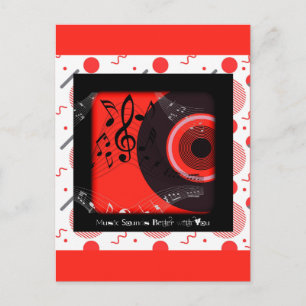 Carte Postale La musique de disque vinyle rétro sonne mieux avec