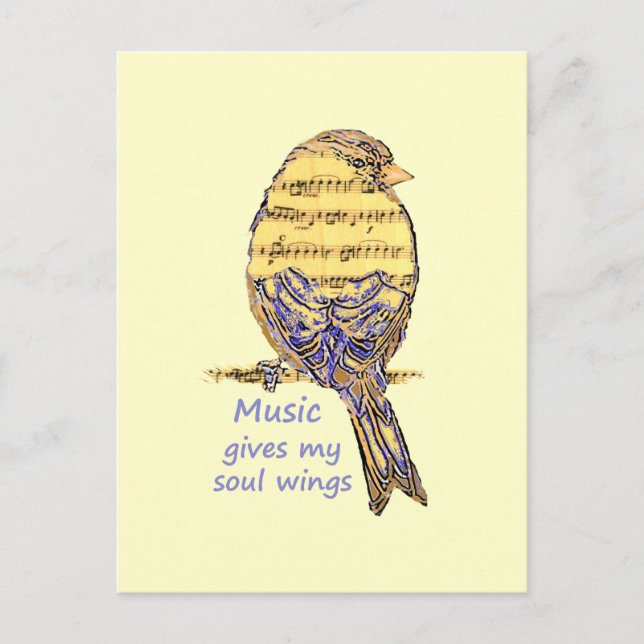 Carte Postale La musique donne ma citation d'ailes d'âme et l'ar (Devant)