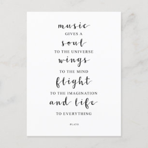 Carte Postale La Musique Donne Une Âme À L'Univers, Citation Pla