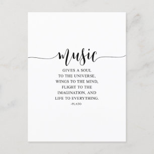 Carte Postale La Musique Donne Une Âme À L'Univers, Citation Pla