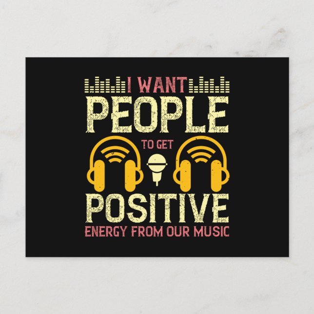 Carte Postale La Musique Obtient Une Énergie Positive De Notre M (Devant)