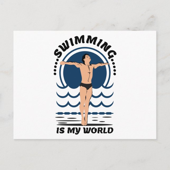 Carte Postale La natation est mon monde - nager à Speedo (Devant)