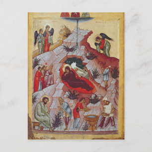 Carte Postale La Nativité, icône russe, 16ème siècle