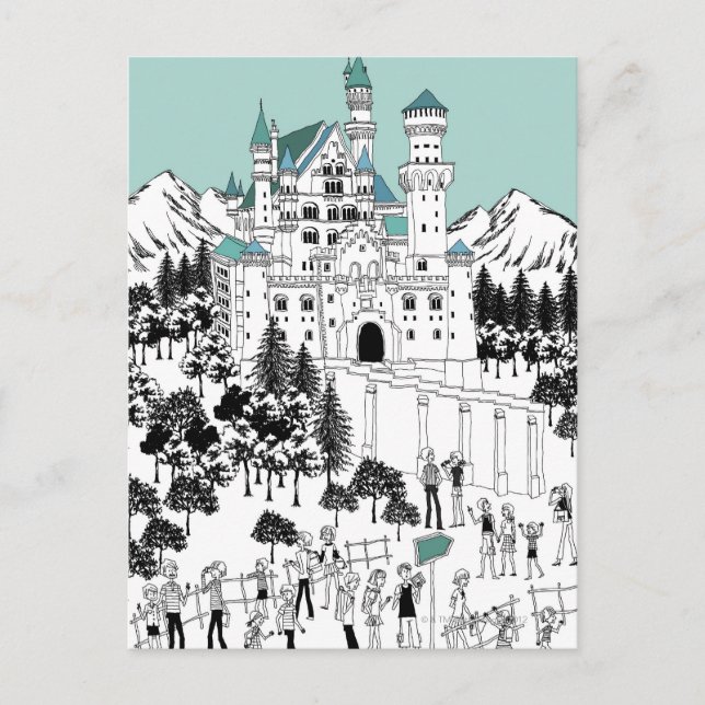 Carte Postale La neige a couvert le château (Devant)