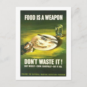 Carte Postale La nourriture vintage est une arme, ne la gaspille