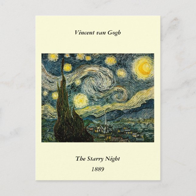 Carte Postale La nuit étoilée de Vincent van Gogh (1889) (Devant)