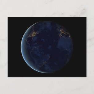 Carte Postale La nuit, lumière de la ville terrestre