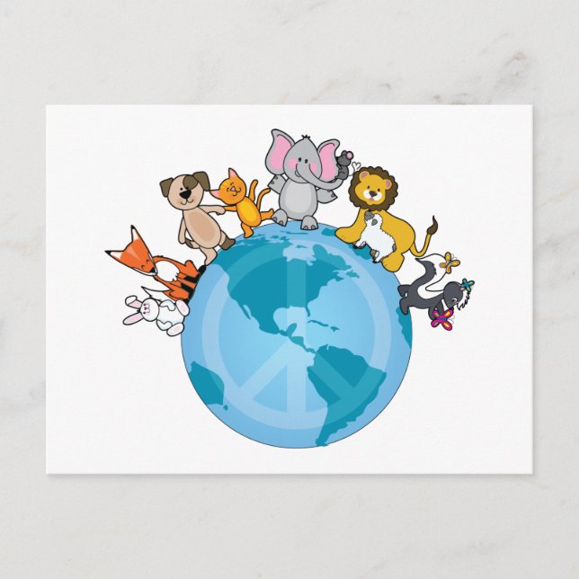 Carte Postale La Paix Sur Terre Animaux (Devant)