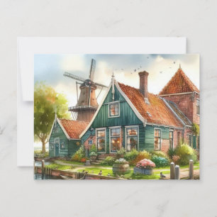 Carte Postale La Pays-Bas avec moulins, tulipes, jonquilles