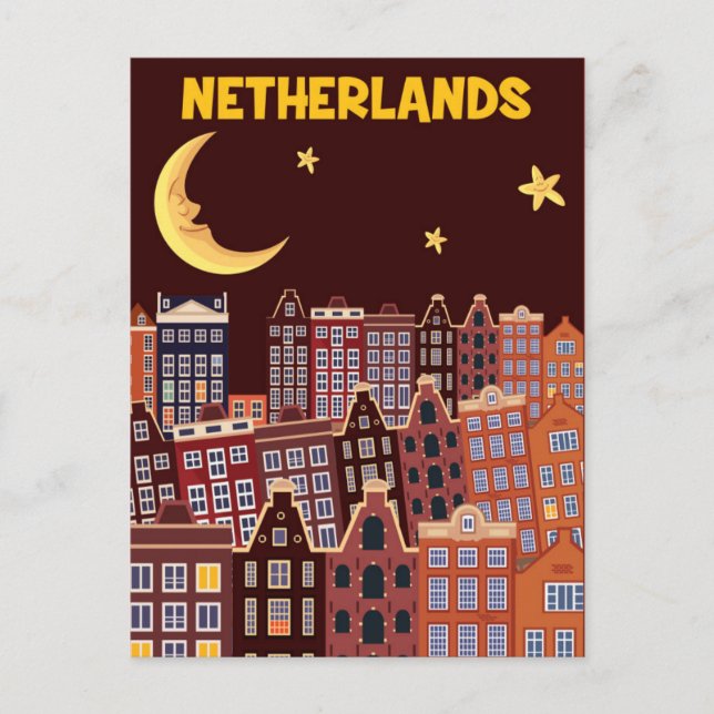 Carte Postale La Pays-Bas de nuit (Devant)
