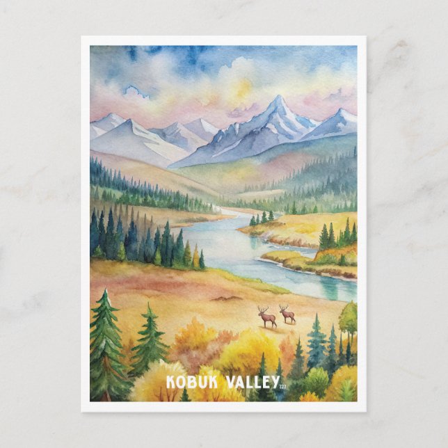 Carte Postale La peinture aquarelle du parc national de la vallé (Devant)