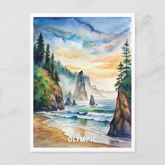 Carte Postale La peinture aquarelle du parc national olympique (Devant)