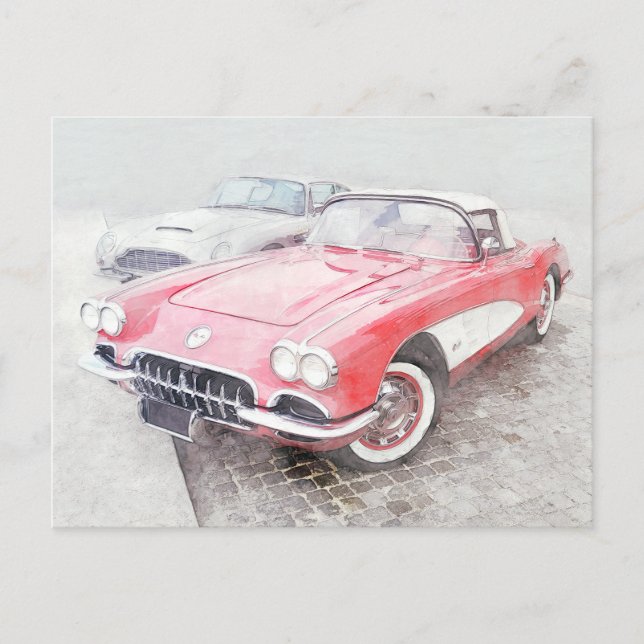 Carte Postale La peinture numérique de Corvette (Devant)
