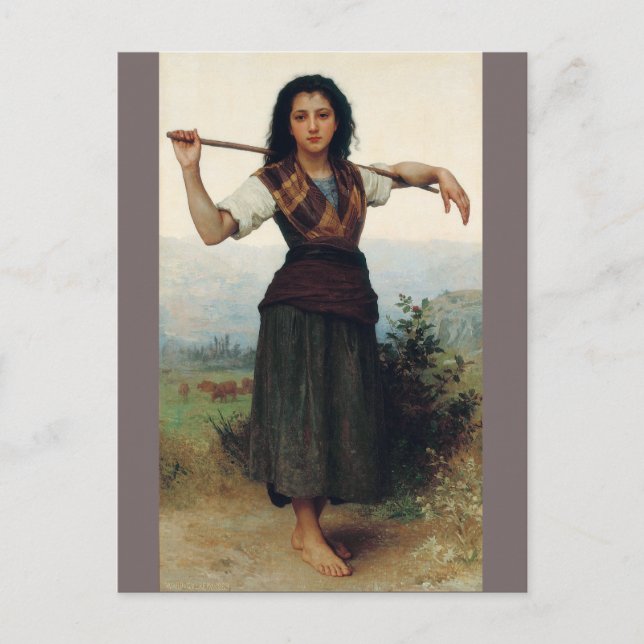 Carte Postale La Petite Bergère de Bouguereau (Devant)