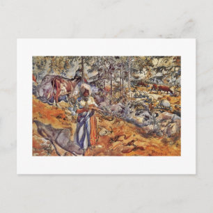 Carte Postale La petite fille dans le pré