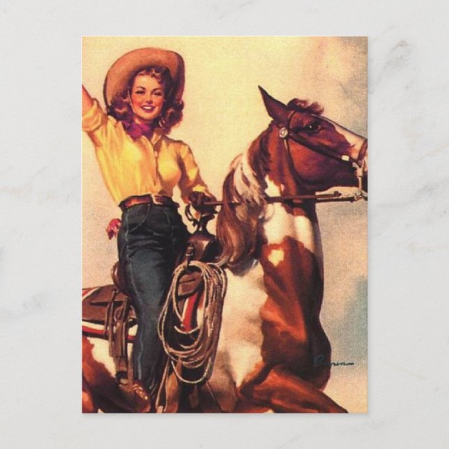 Carte Postale La petite fille sur son cheval (Devant)