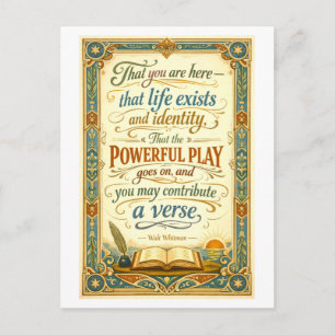 Carte Postale "La pièce puissante" Citation de Whitman