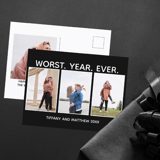 Carte Postale La pire année jamais drôle Noël Photo Humour noir (Créateur téléchargé)