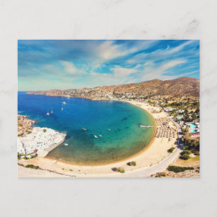 Carte Postale La plage de sable de Mylopotas sur l'île d'Ios, Gr